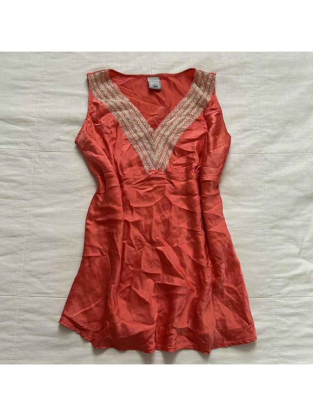 Old Navy Orange Pink Lace Silk Maternity Top Size S